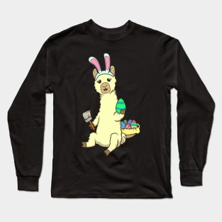 Easter - Cute llama painting Easter eggs Long Sleeve T-Shirt